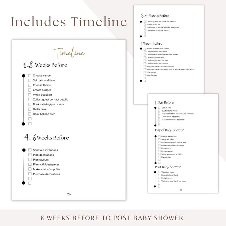 Baby Shower Planner Printable PDF Planning a Baby Shower Checklist