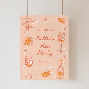 Customisable Hen Night Welcome Sign – Prosecco Cocktail Theme