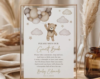 Personalised Baby Shower Guest Book Sign We Can Bearly Wait Teddy Bear Theme Gender Neutral Baby Shower Decor Custom Letter From Bump NT24