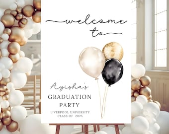 Graduation Party Welcome Poster, Custom University Printed Foam Board, Class of 2025 Graduation Celebration Welcome Sign, Balloon Theme