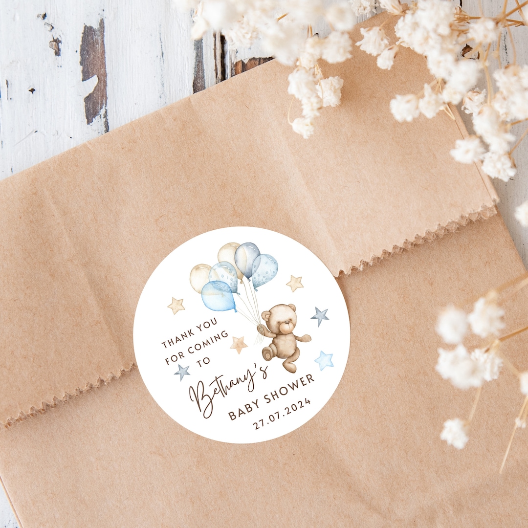 Personalised Baby Shower Favour Stickers Boy Baby Shower We Can Bearly ...