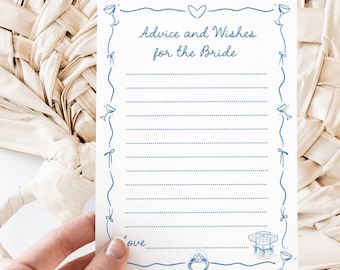 Advice and Wishes for the Bride Cards Something Blue Hen Party Game Bridal Shower Activity Bride to Be Keepsake Printed Hen Weekend Cards