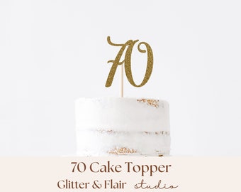 70th Birthday Cake Topper 70 Glitter Cake Decoration 70th Birthday Party Decor Happy 70th Birthday 70th Wedding Anniversary Sign Centrepiece