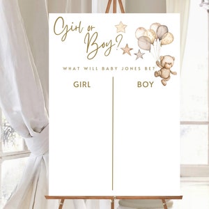 Girl or Boy Guess the Baby's Gender We can Bearly Wait Baby Shower Game Teddy Bear Gender Reveal Activity He or She Game Gender Neutral Baby