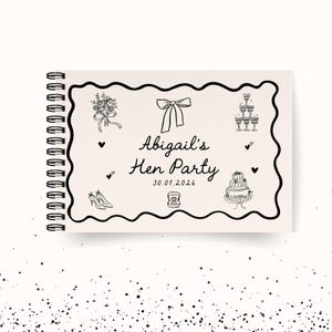 Personalised Hen Party Guest Book Whimsical Beige and Black Custom Bridal Shower Guestbook Letters to the Bride Scrapbook image 1