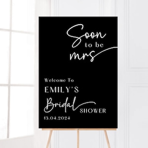 Custom Black and White  Bridal Shower Welcome Sign Elegant Bridal Shower Welcome Poster Miss to Mrs Personalised Hen Party Decorations