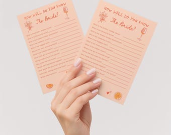 Who Knows the Bride Best Printed Hen Party Game Cards How Well Do You Know the Bride Hen Do Activity Aperol Spritz Bright Summer theme