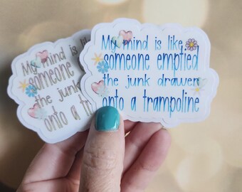 Funny ADHD Sticker, Junk Drawer Trampoline, Neurodiversity
