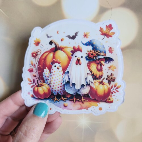 Spooky Chicken Halloween Sticker, Chick or Treat