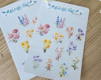 Floral Planner Stickers, Vinyl Matte Flower Stickers
