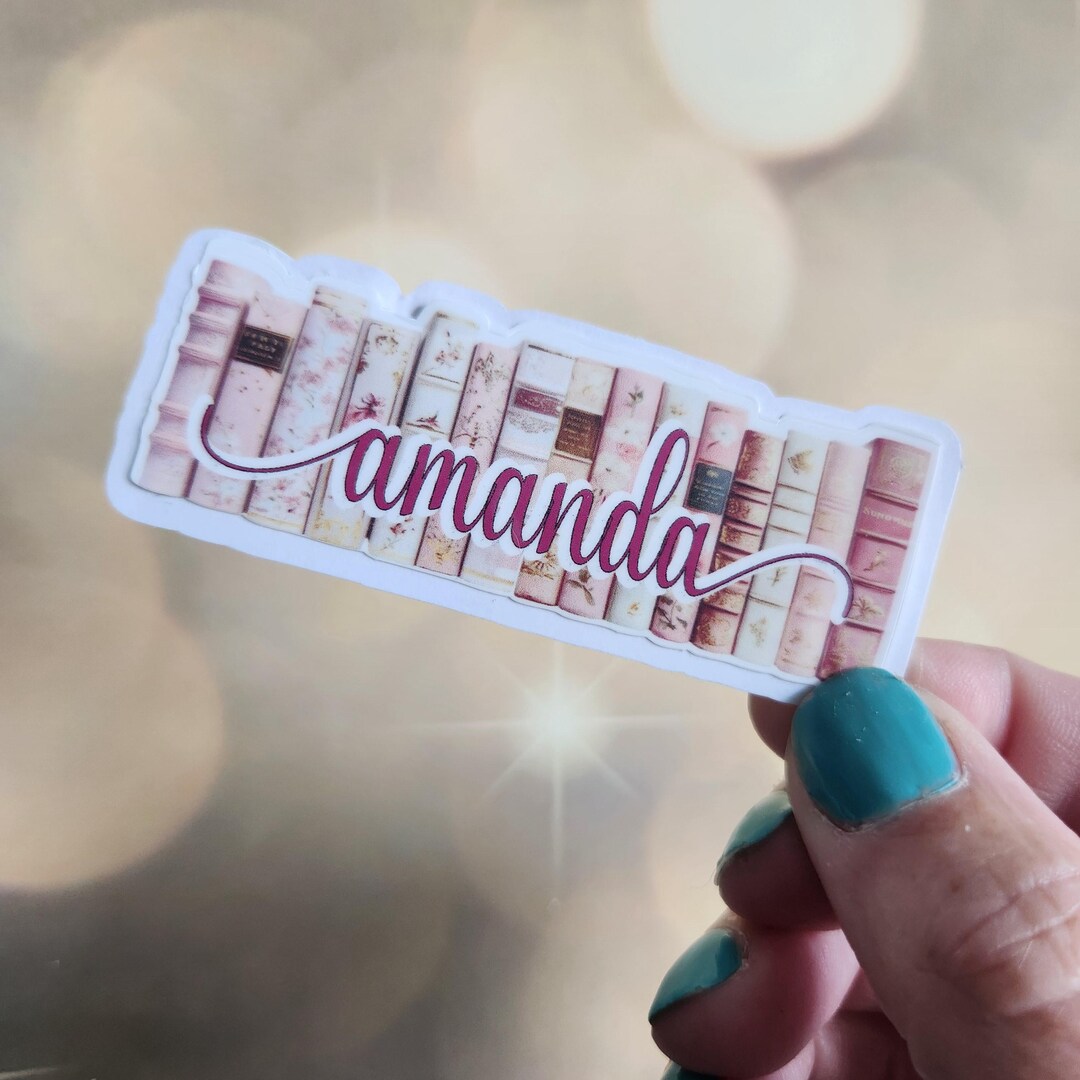 Personalized Book Stack Sticker, Custom Name, Laptop Decal - Etsy