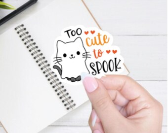 Ghost Holding Cat sticker, Halloween Ghost Stickers cute, Halloween Stickers for Water bottle, Ghost and Cat Sticker