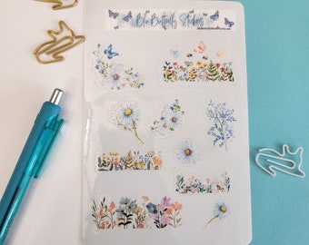 Floral Bouquet Vinyl Sticker Sheet, Planner Stickers