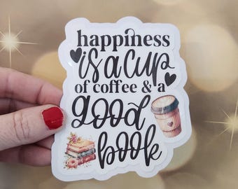 Funny Coffee and Books Sticker: Book Lover Laptop Decal