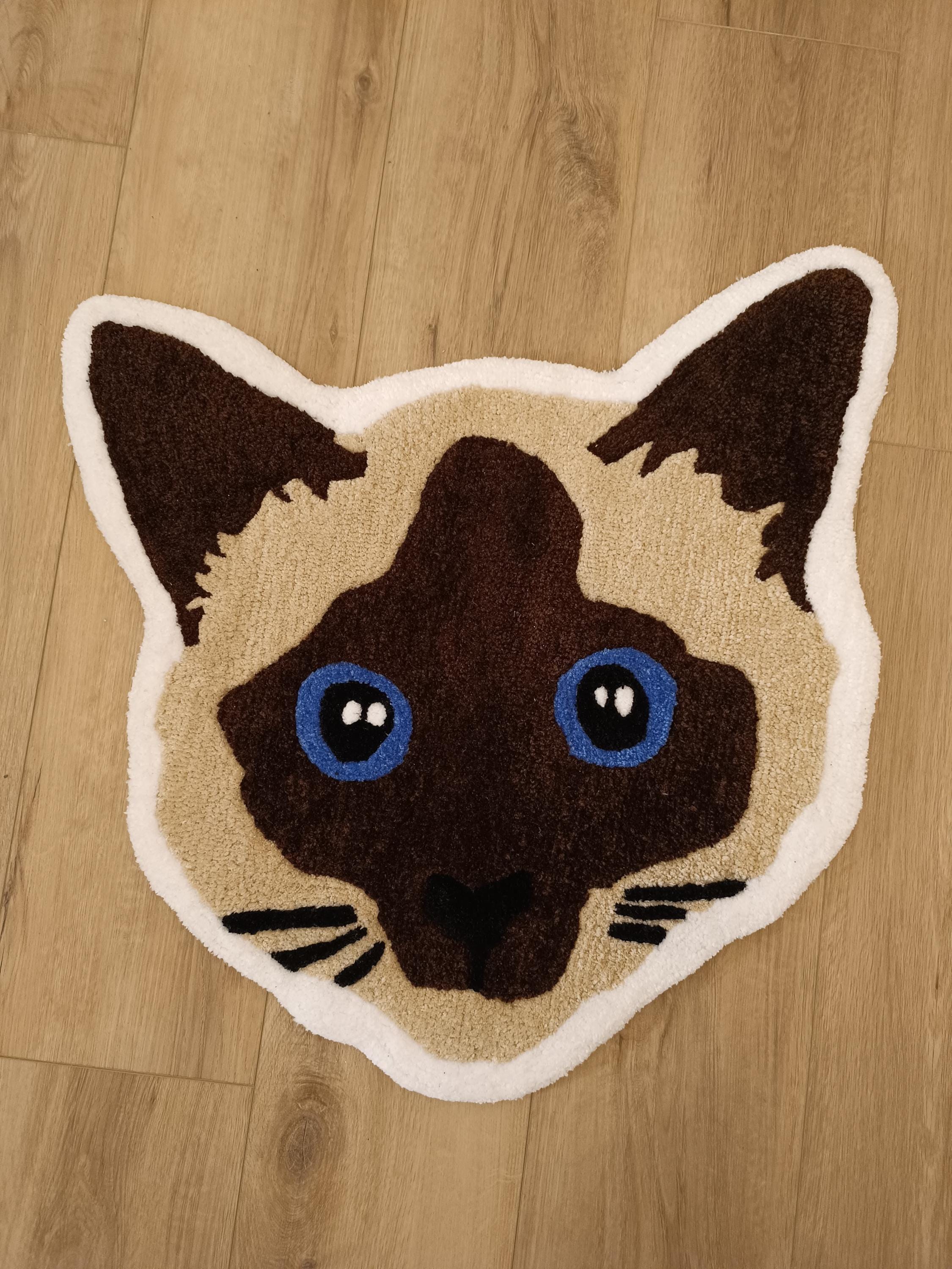 Siamese cat rug, cat head, kitty thick high quality rug handmade carpet amazing rug