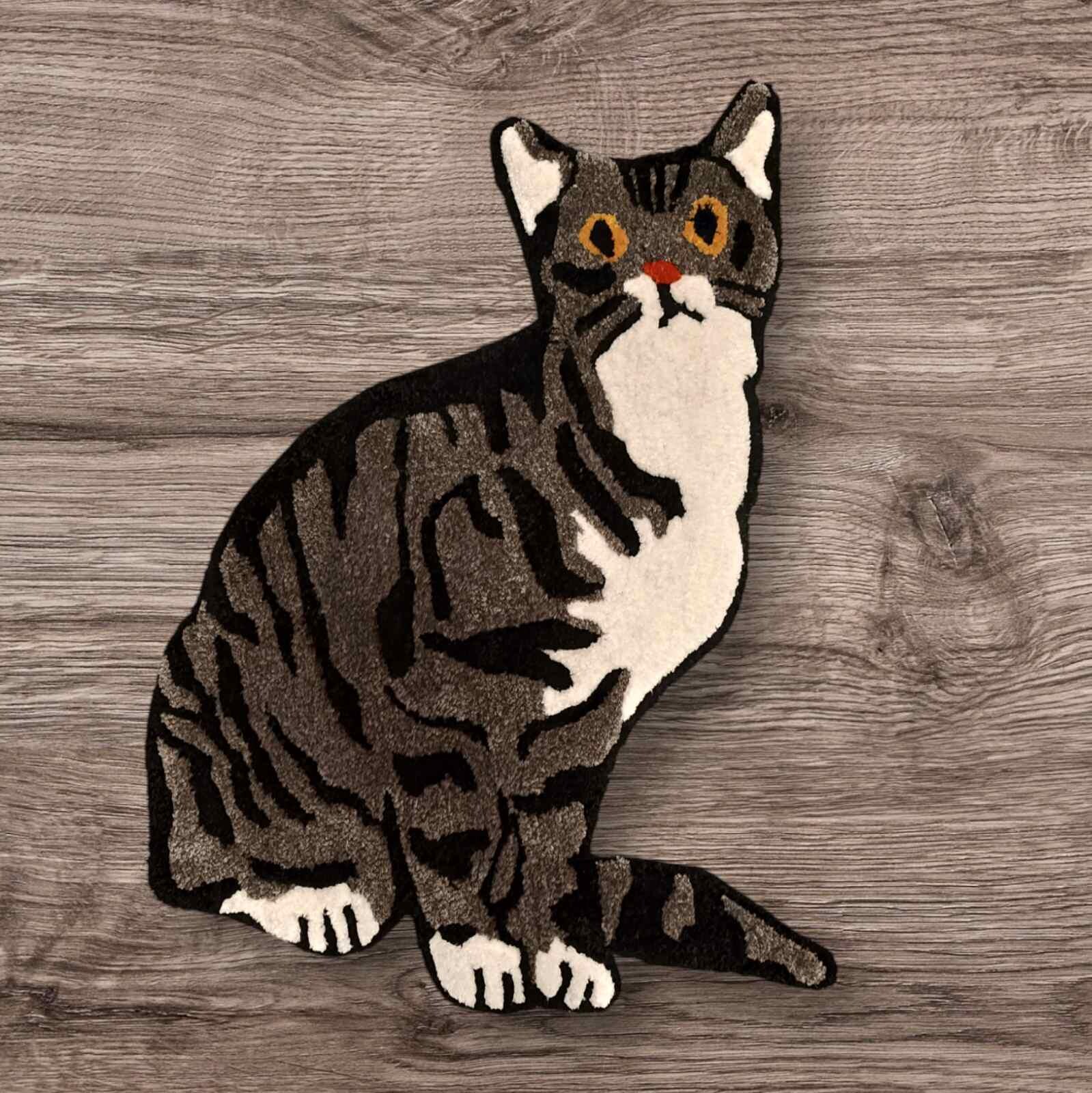 Tabbycat Rugs Tabby Cat Soft Rug in the Shape of a Cat High Quality Rug for Cat ...
