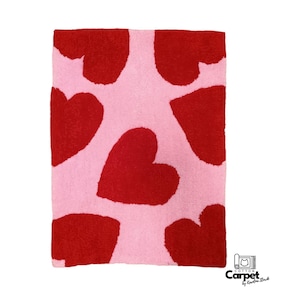 Heart pattern rug cotton fluffy carpet heart shape rectangle red pink valentine&#39;s day bedroom sister girlfriend gift lovely high quality
