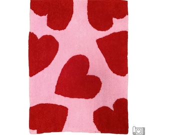 Heart pattern rug cotton fluffy carpet heart shape rectangle red pink valentine&#39;s day bedroom sister girlfriend gift lovely high quality