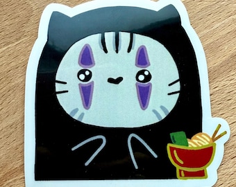 No Face Cat Glossy Sticker, Spirited Away Anime