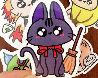Jiji Cat Vinyl Sticker, Kiki's Delivery Service, Kawaii Laptop Decal