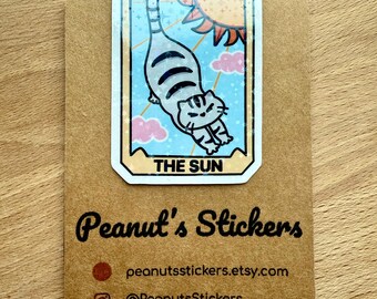 Cat Tarot Card Magnetic Bookmark, Holographic Bookmarks, The Sun