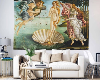 The Birth of Venus by Sandro Botticelli Wall Tapestry,Fabric Wall Hanging,Renaissance Artwork,Woman Portrait Art,Valentines Day Gift