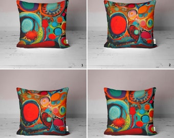Abstract Circles Cushion Cover,Throw Pillow Sham,Vivid Whorls Home Decor Gift,Dynamic Patterns Pillowcase,Colorful Orbs Cushion Case