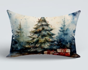 Fodera per cuscino da divano con albero di Natale, federa per cuscino da veranda natalizia, cuscino lombare invernale da esterno, fodera per cuscino con pupazzo di neve, federa per cuscino da divano con neve