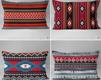 Rug Design Pillow Case,Terracotta Southwestern Cushion Cover,Rectangle Aztec Print Lumbar Pillow,Farmhouse Style Geometric Lumbar Pillowcase