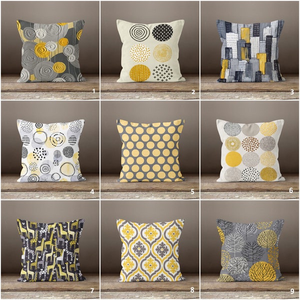 Yellow Gray Pillow Cover,Abstract Pillow Case,Decorative Housewarming Cushion Case,Outdoor Honeycomb Pattern Pillow Top,Throw Pillowtop