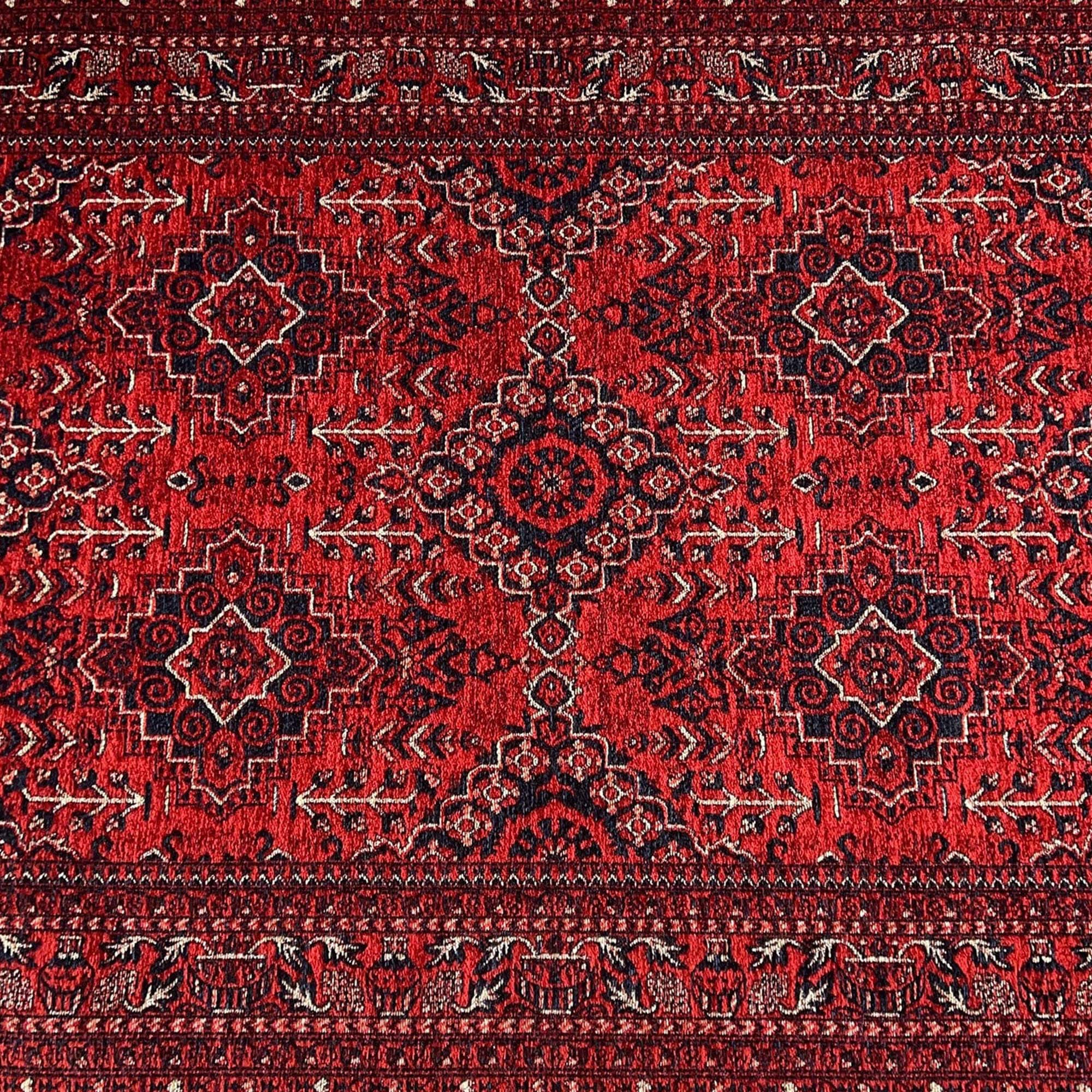Afghan Pattern Rug, Red Afghan Carpet,machine-washable Classic