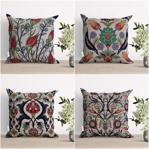Gobelin Tapestry Pillowcase,Authentic Realtor Gift,Ethnic Cushion Cover,Turkish Tulip Tile Pillow Cover,Handmade Pillow Case,Woven Cushion