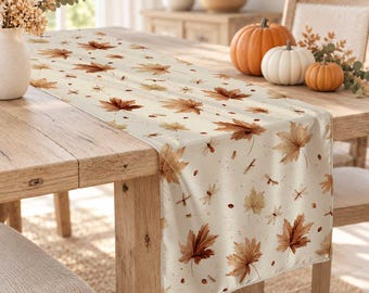 Fall Tabletop with Acorn and Leaf Print,Rustic Table Runner,Autumn Tablecloth,Cozy Table Decor,Housewarming Thanksgiving Home Decor