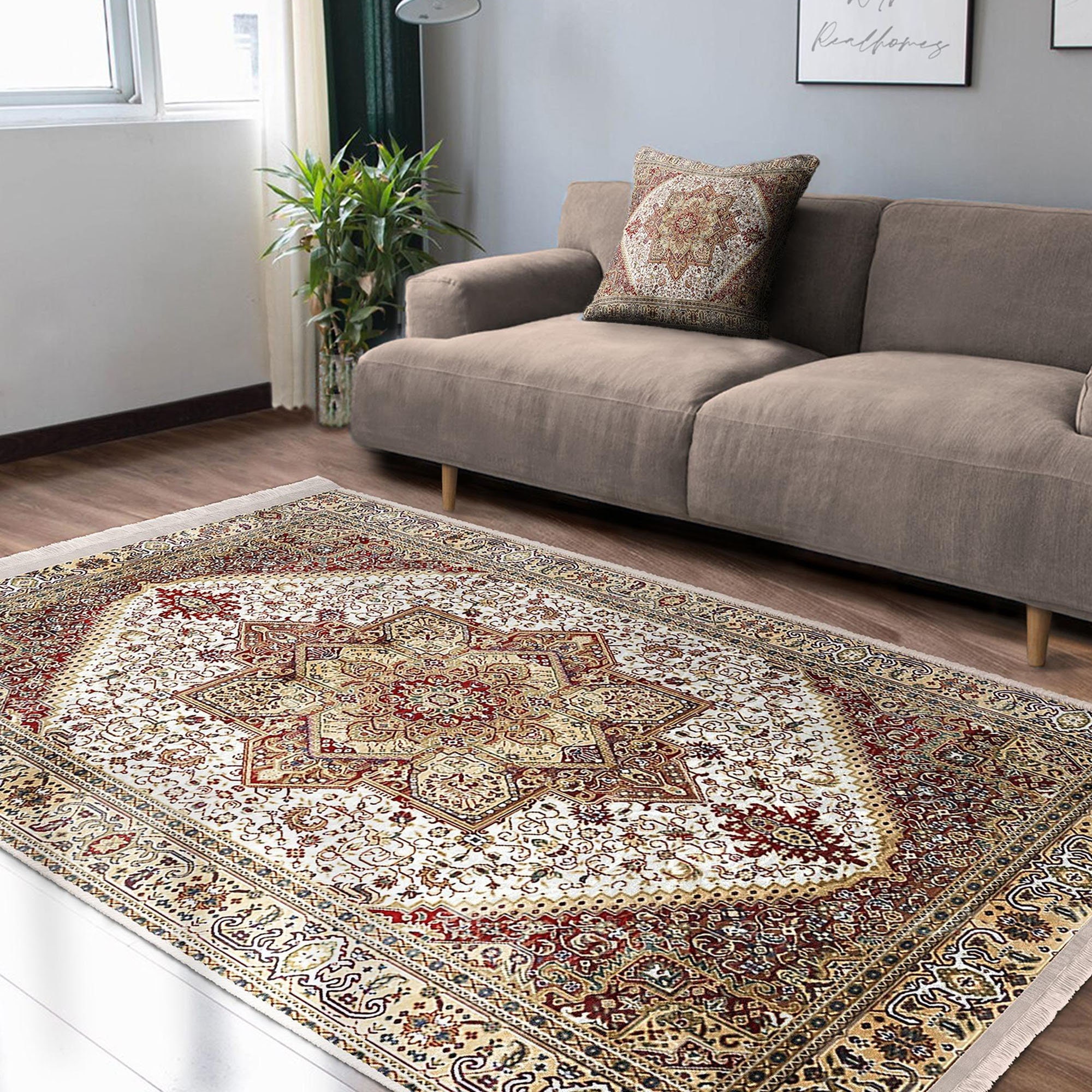 Ottoman Ethnic Rug,rustic Design Farmhouse Carpet,machine-washable ...