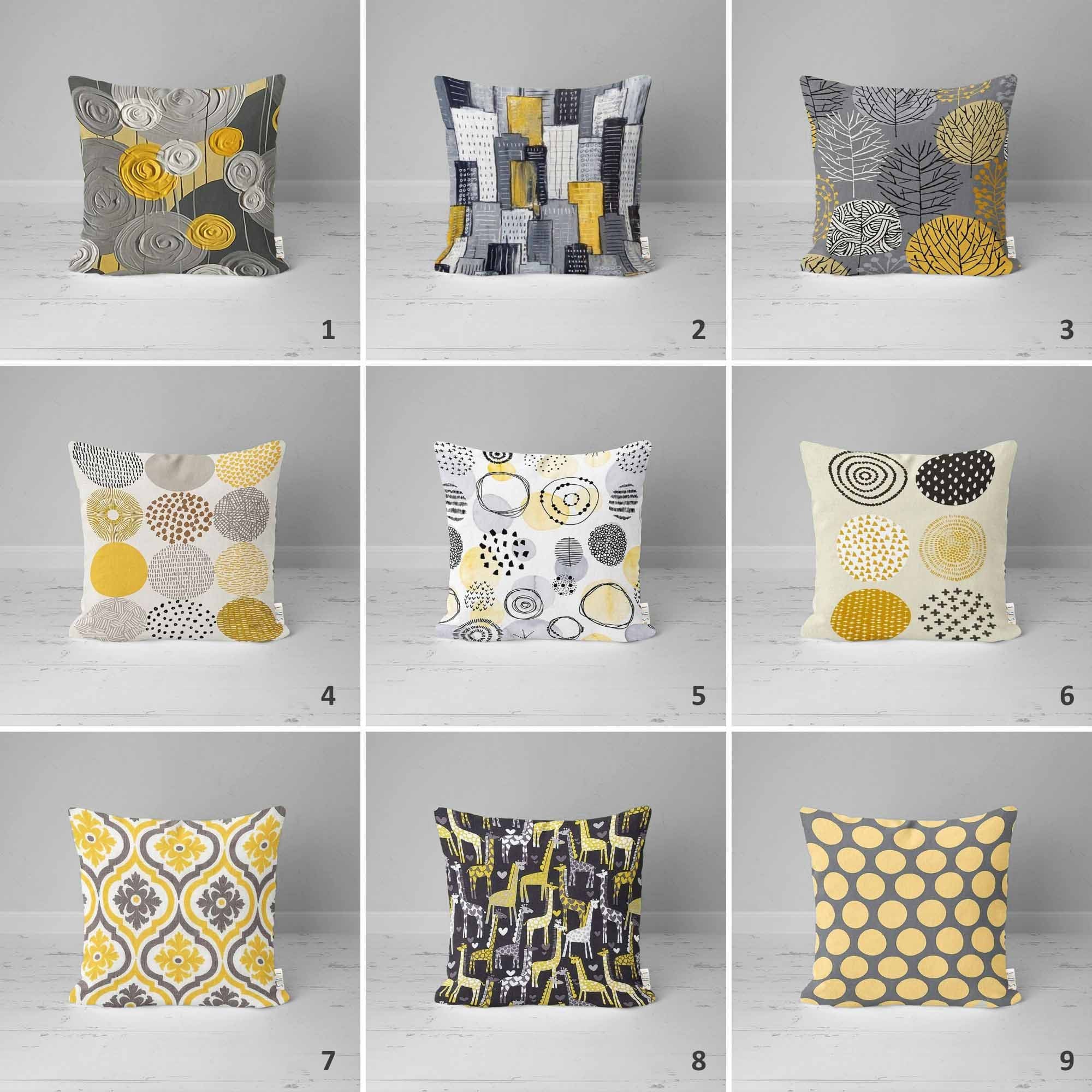 Mustard yellow and gray throw pillows hotsell