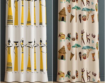 African Women Window Covering,Tribal Home Gift,Cultural Window Treatments,Ethnic Window Curtain,Traditional Window Drapes,Bohemian Curtains