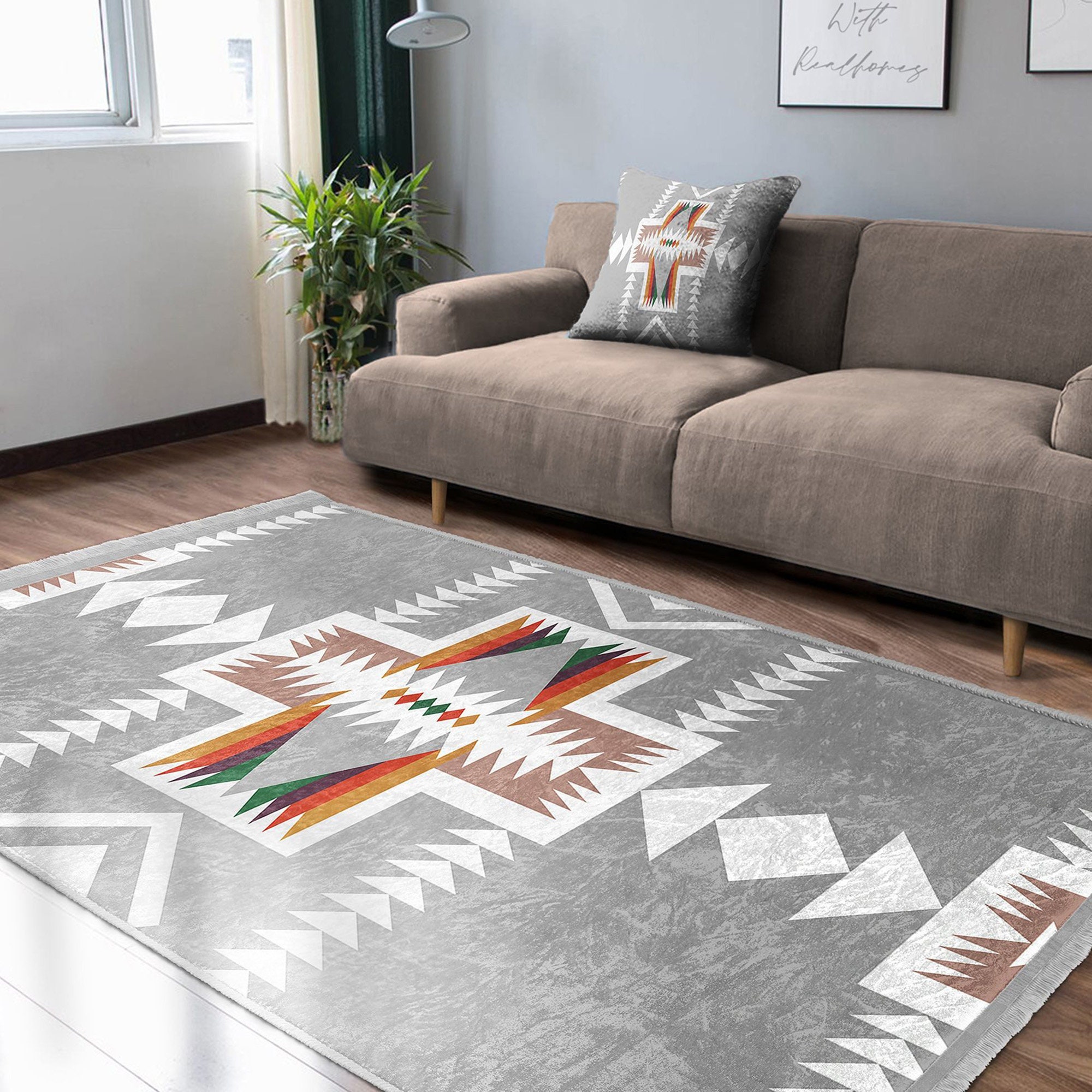 Aztec Design Rug,ethnic Geometric Decor,southwestern Rug,rustic Pattern ...