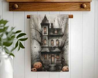 Halloween Hand Towel,Spooky Hand Towel,Haunted Tea Towel,Scary Tea Towel,Soft Dish Cloth,Autumn Kitchen Decor,Fall Home Accent