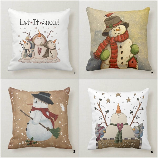 Winter Trend Pillow Cover,Cute Snowman Sofa Decor,Winter Throw Pillowcase,Outdoor Pillowtop,Housewarming Decorative Let It Snow Cushion Case