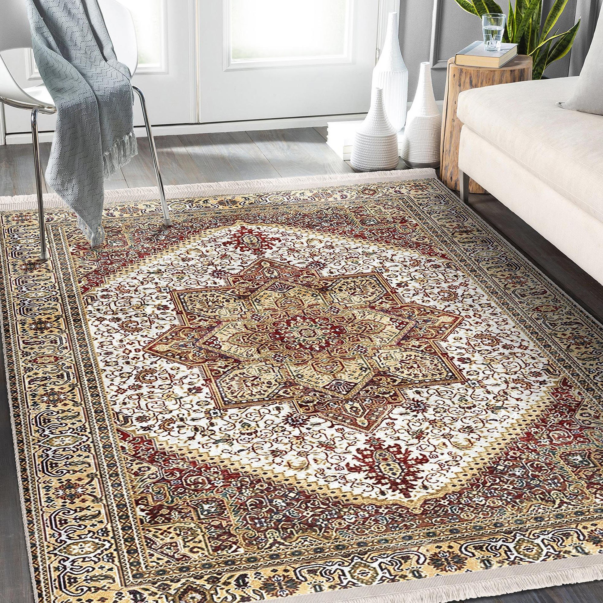 Ottoman Ethnic Rug,rustic Design Farmhouse Carpet,machine-washable ...