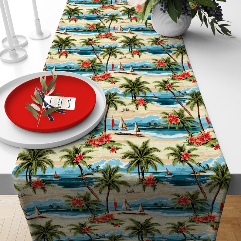 Beach House Table Runner,tropical Kitchen Decor,nautical Table Decor ...