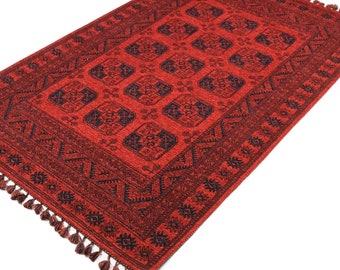 Afghan Pattern Rug,Classic Oriental Carpet,Machine-Washable Ethnic Area Rug,Farmhouse Style Multi-Purpose Carpet,Non-Slip Living Room Decor