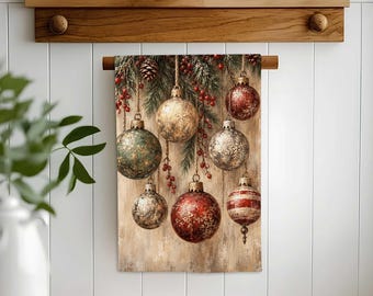 Winter Ornament Pine Cone Hand Towel,Christmas Tea Towel,Rustic Evergreen Dishcloth,Reusable Towel,Cost Effective Rag