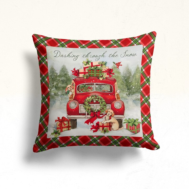 Plaid Pattern Winter Sofa Pillow Sham,outdoor Pillowcase,red White Poinsettia Cushion Case,xmas