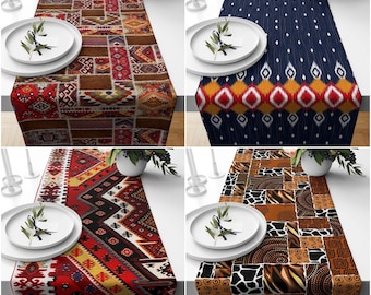 Rug Design Table Runner,African Style Tablecloth,Ikat Table Runner,Southwestern Table Runner,Aztec Home Decor,Turkish Kilim Table Decor