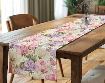 Pinky Cottagecore Wildflowers Floral Table Runner,Cozy Table Decor,Summer Tablecloth,Farmhouse Flower Print Tabletop,Stylish Tablecloth