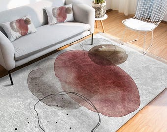 Abstract Bohemian Rug: Machine Washable Cotton Blend Floor Mat
