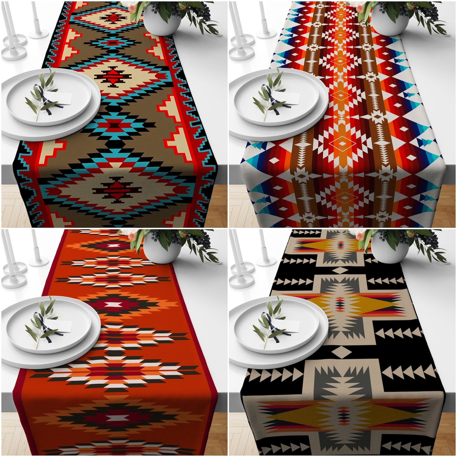 Using Rugs As Table Runners Rug Design Table Runner,aztec Print Home Decor,terracotta Southwestern ...