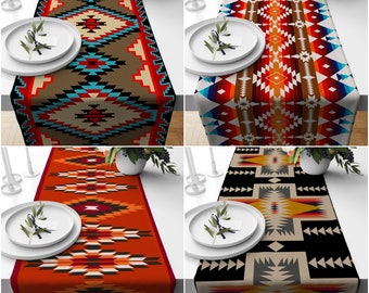 Rug Design Table Runner,Aztec Print Home Decor,Terracotta Southwestern Table Top,Authentic Rug Tabletop,Farmhouse Style Geometric Tablecloth