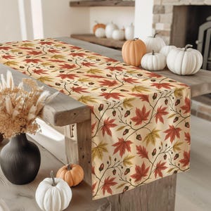 Autumn Maple Leaf Table Runner,Acorn Fall Table Top,Farmhouse Table Centerpiece,Rustic Tablecloth,Farmhouse Thanksgiving Table Decor